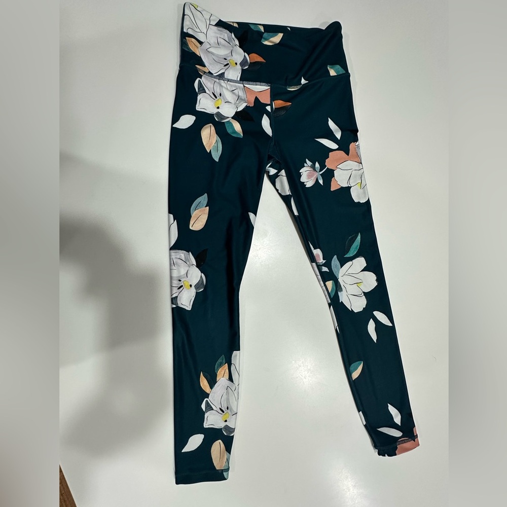 Athleta Elation Floral Tights in Constellation Blue